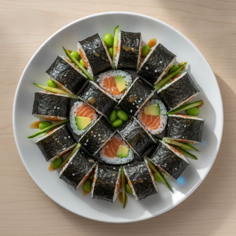 Fresh Salmon & Avocado Sushi Rolls