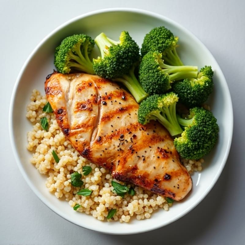 Grilled Chicken Breast with Quinoa and Steamed Broccoli