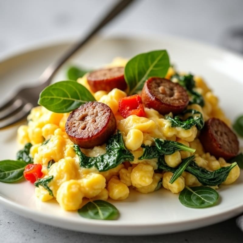 Egg White and Turkey Sausage Scramble with Spinach