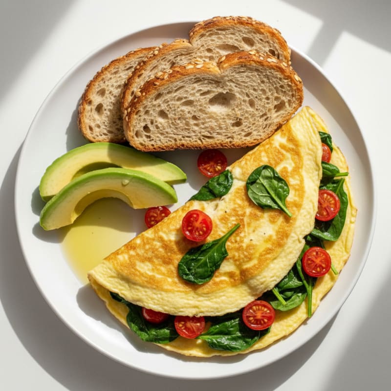 Egg White Spinach Omelette with Cherry Tomatoes