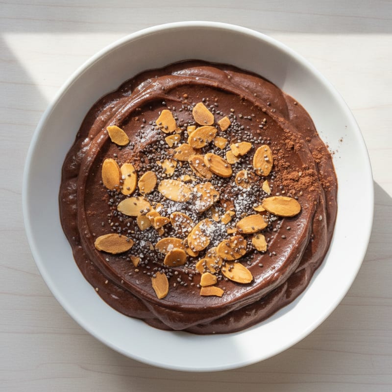 Silky Chocolate Protein Pudding with Almond Crunch