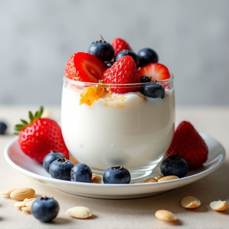 Creamy Greek Yogurt Protein Parfait with Mixed Berries and Almonds