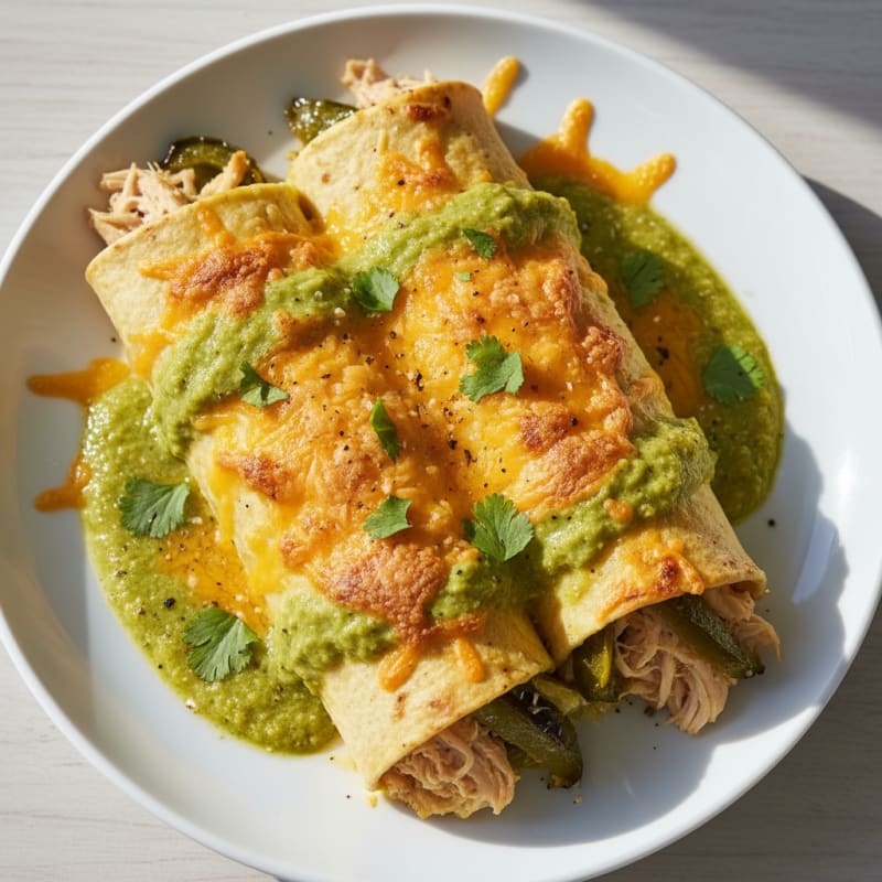 Creamy Chicken and Charred Poblano Enchiladas