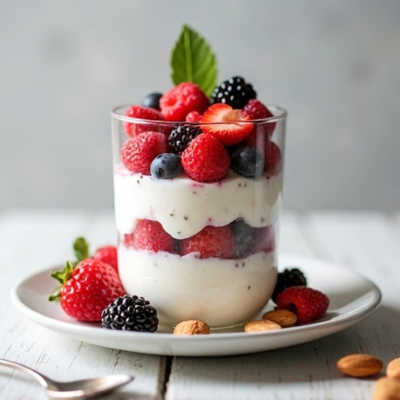 Greek Yogurt Protein Parfait with Berries and Almonds
