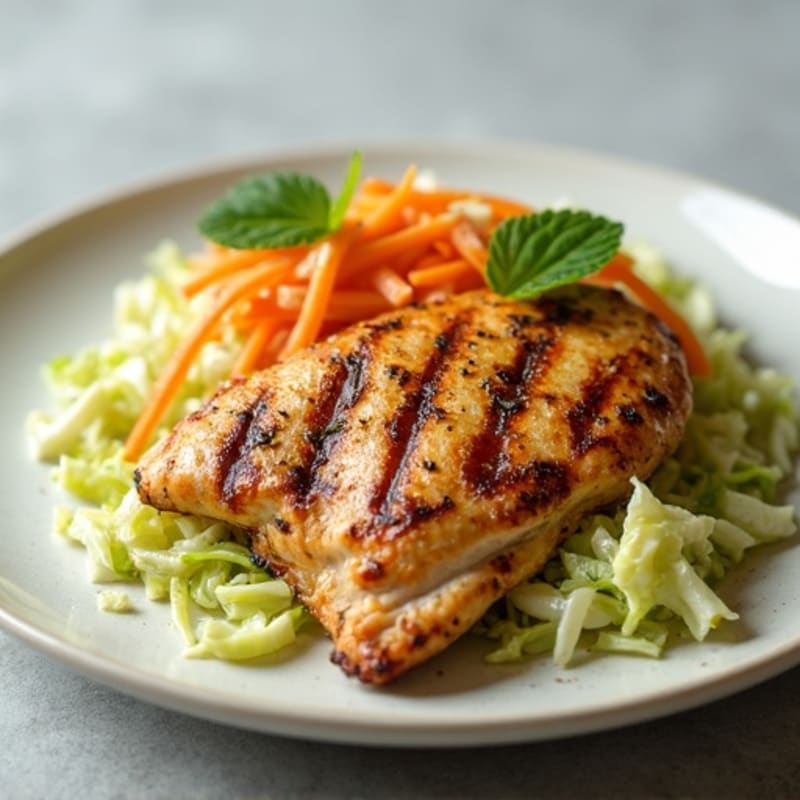 Grilled Chicken Breast with Crunchy Cabbage Slaw
