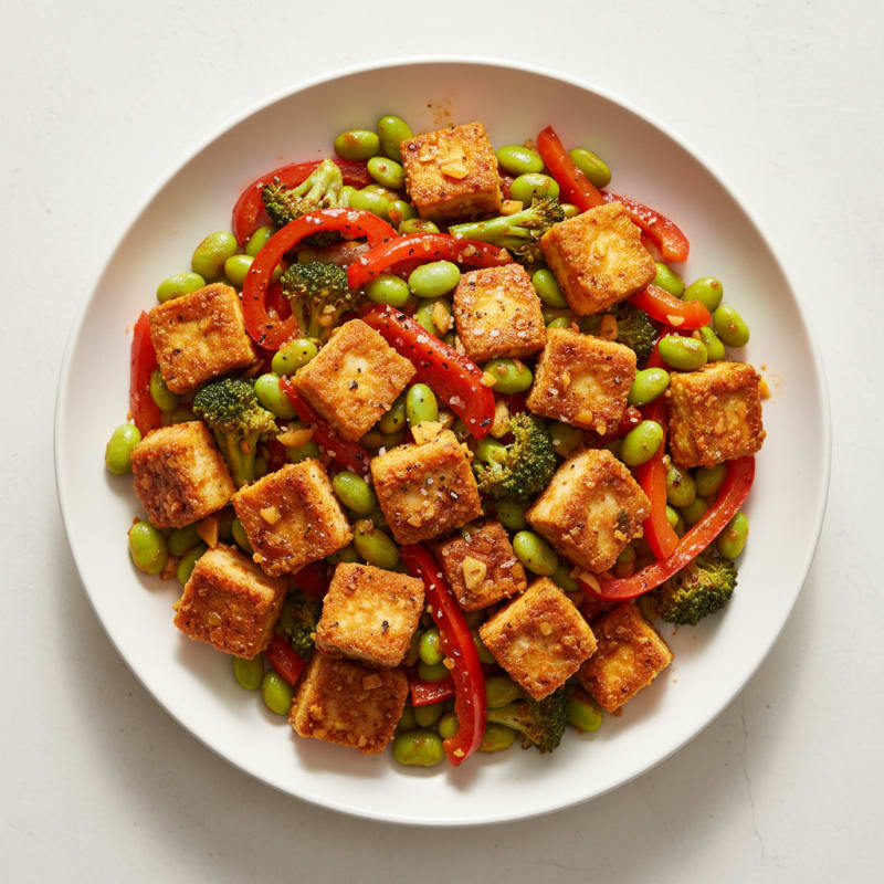 Crispy Chili-Garlic Tofu Stir-Fry