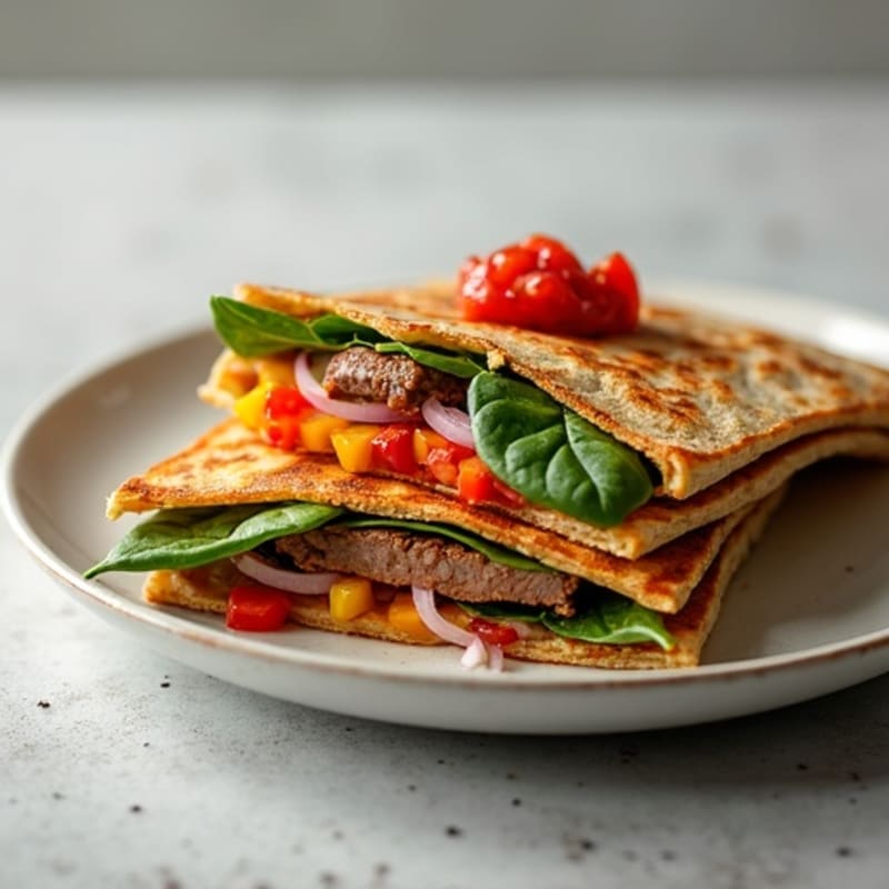 Crispy Lean Steak and Veggie Whole Wheat Quesadillas