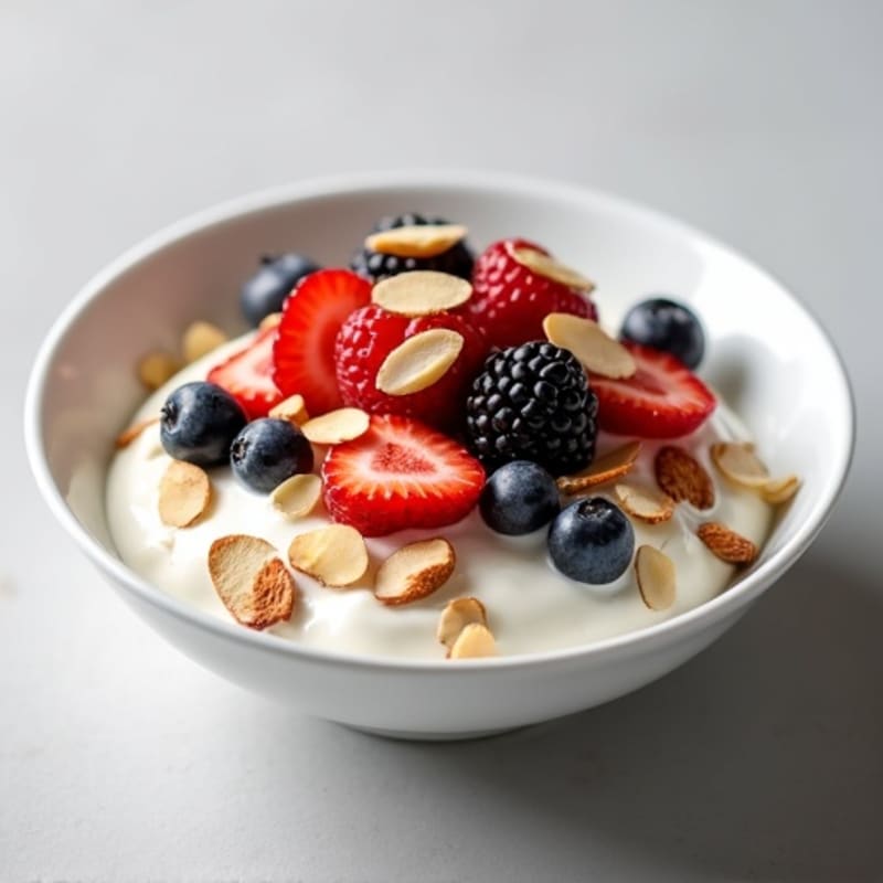 Creamy Greek Yogurt with Fresh Berries and Crunchy Almonds