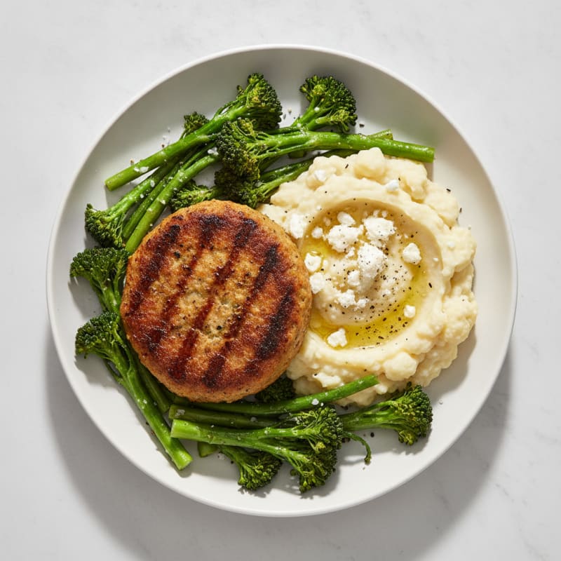 Veggie Burger with Mashed Cauliflower
