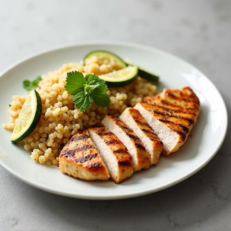 Grilled Turkey Breast with Roasted Zucchini and Quinoa