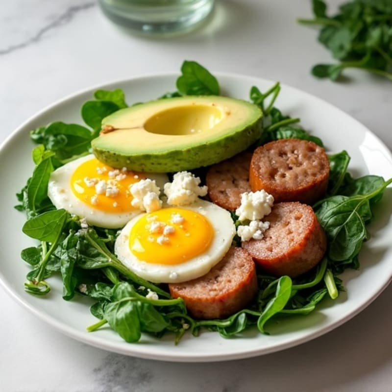 Egg White and Spinach Scramble with Turkey Sausage