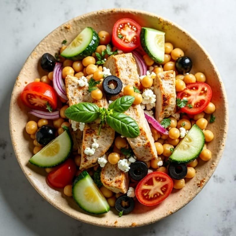 Fresh Mediterranean Chickpea Pita Bowl