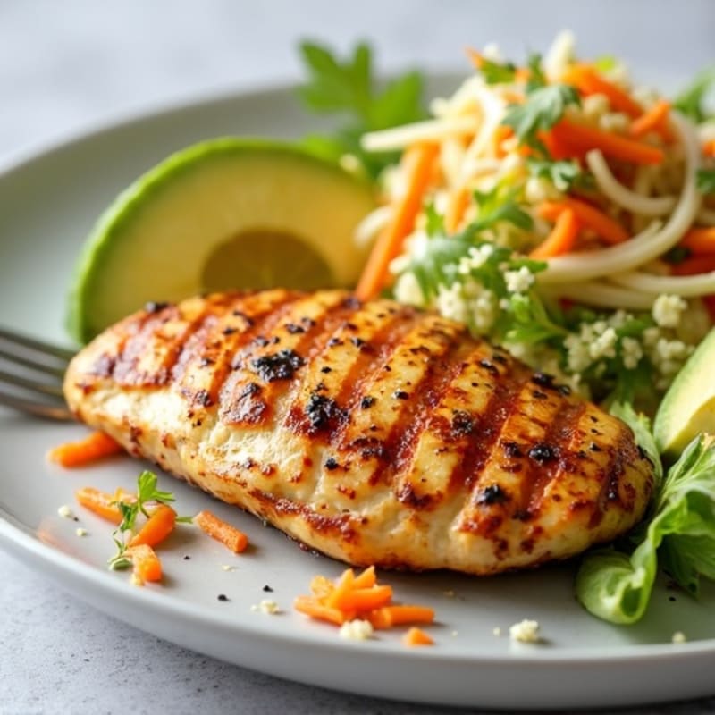 Grilled Chicken Breast with Crunchy Cabbage Slaw
