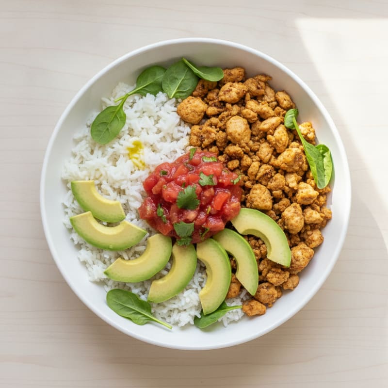 Turkey Taco Rice Bowl with Avocado