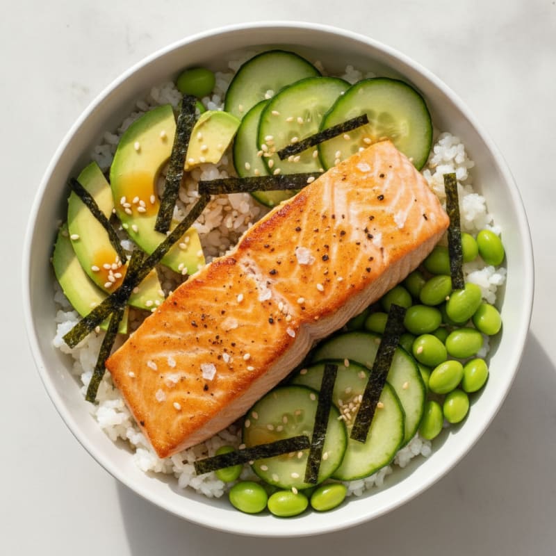 Sushi Rice Bowl with Salmon and Avocado