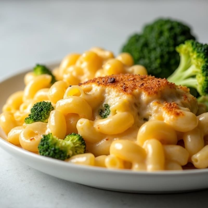 Creamy Chicken and Broccoli Baked Mac & Cheese