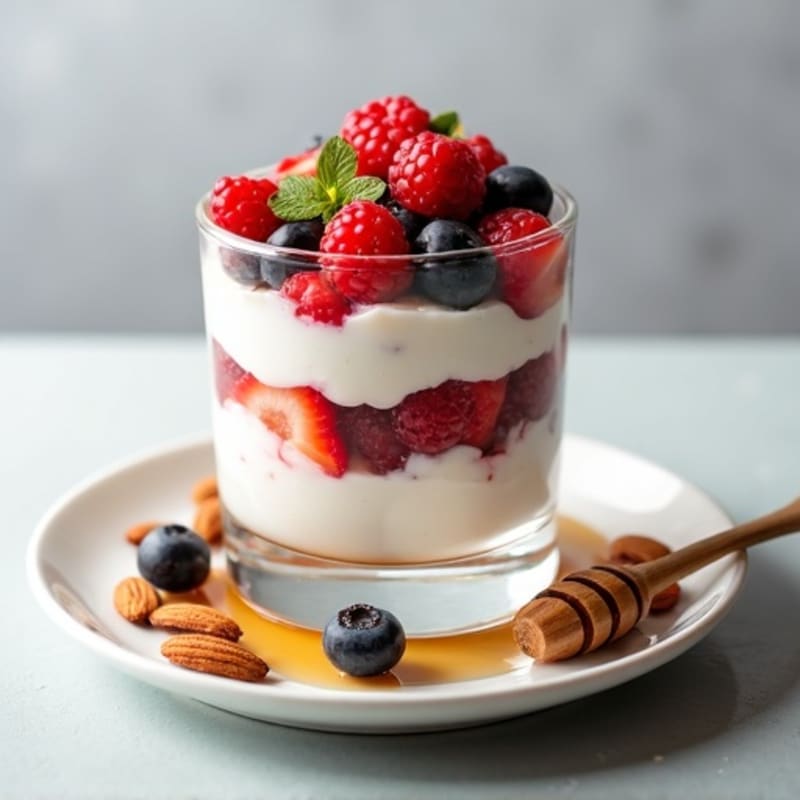 Creamy Greek Yogurt Protein Parfait with Mixed Berries and Almonds