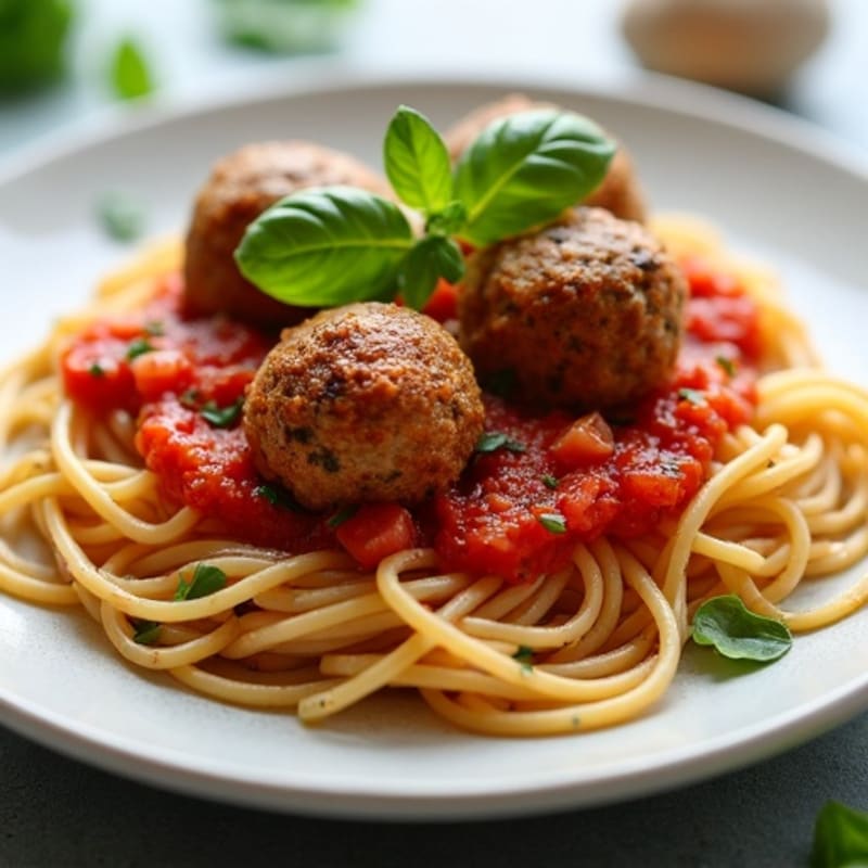 Lean Turkey Meatballs with Whole Wheat Spaghetti and Fresh Basil Marinara