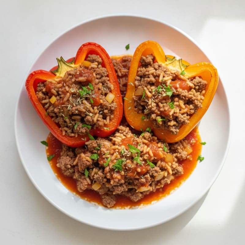 Beef and Rice Stuffed Bell Peppers