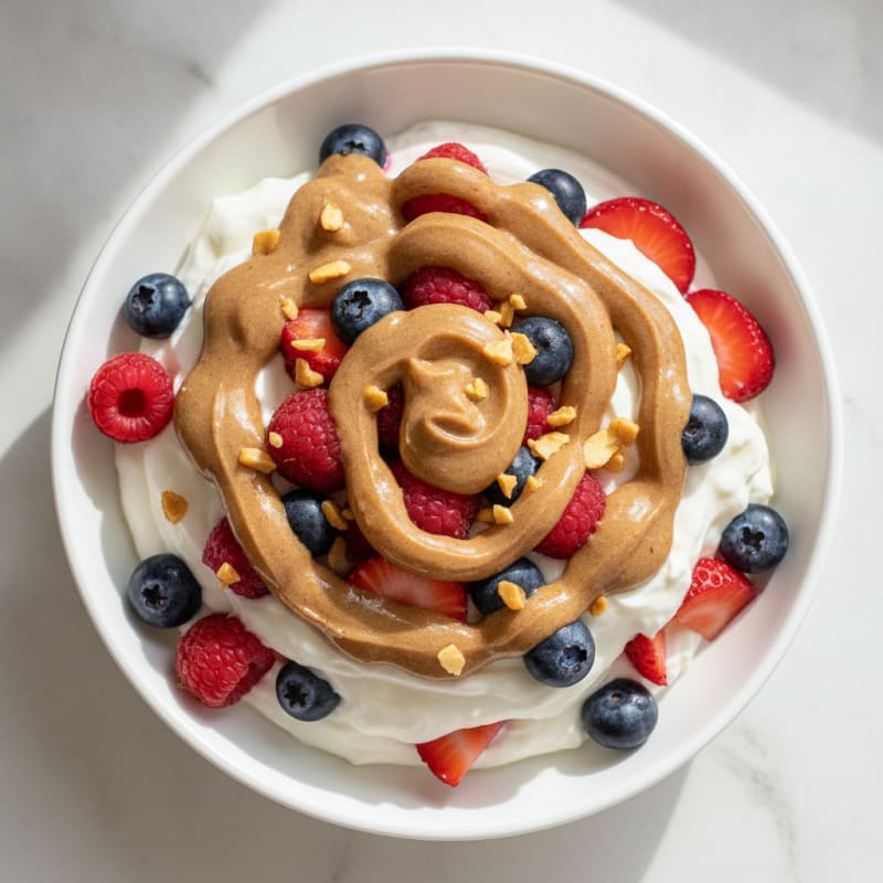 Greek Yogurt Protein Parfait with Mixed Berries and Almond Butter