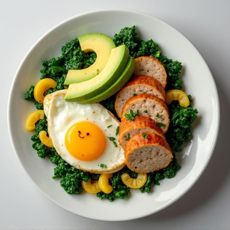 Egg White and Spinach Scramble with Turkey Sausage