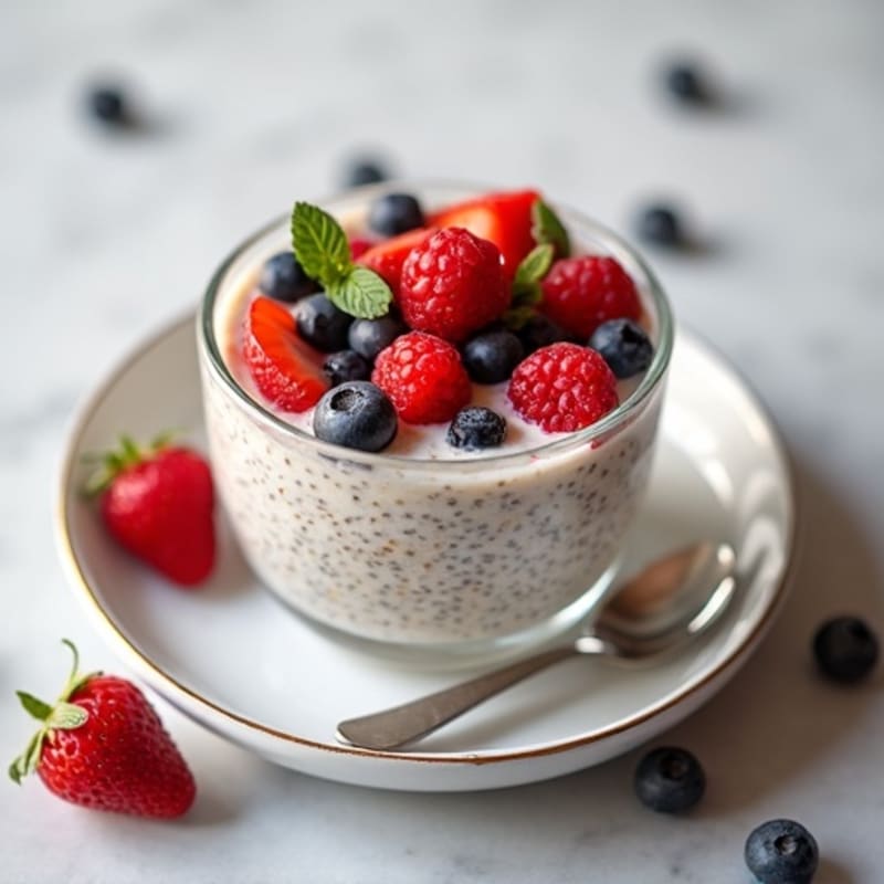 Creamy Vanilla-Almond Chia Pudding with Fresh Berries