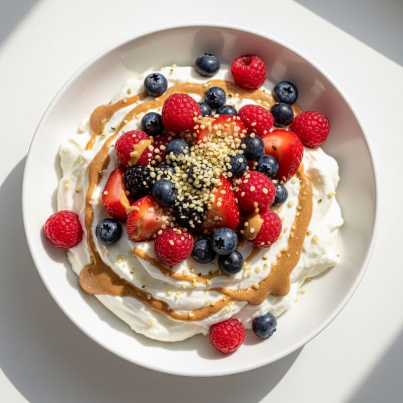 Protein Greek Yogurt Parfait with Almond Butter and Berries