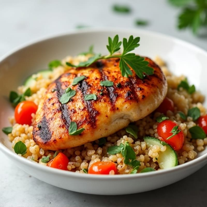 Grilled Chicken Breast with Crunchy Quinoa Salad