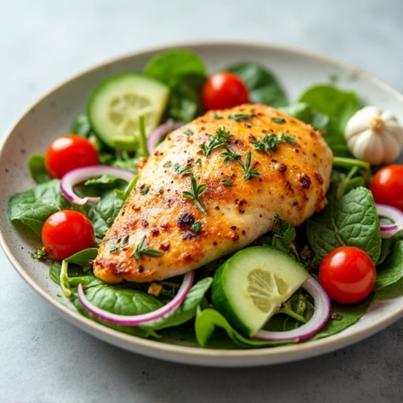 Herb-Roasted Chicken Salad with Lemon-Garlic Dressing