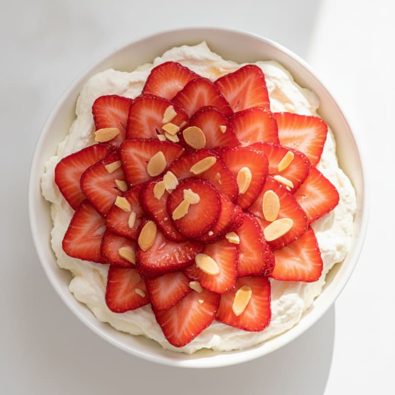 Protein Yogurt Mousse with Sliced Strawberries
