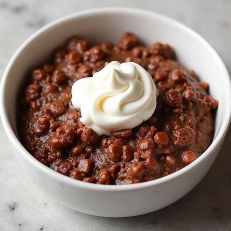 Creamy Chocolate Protein Baked Oats with Tangy Yogurt Swirl
