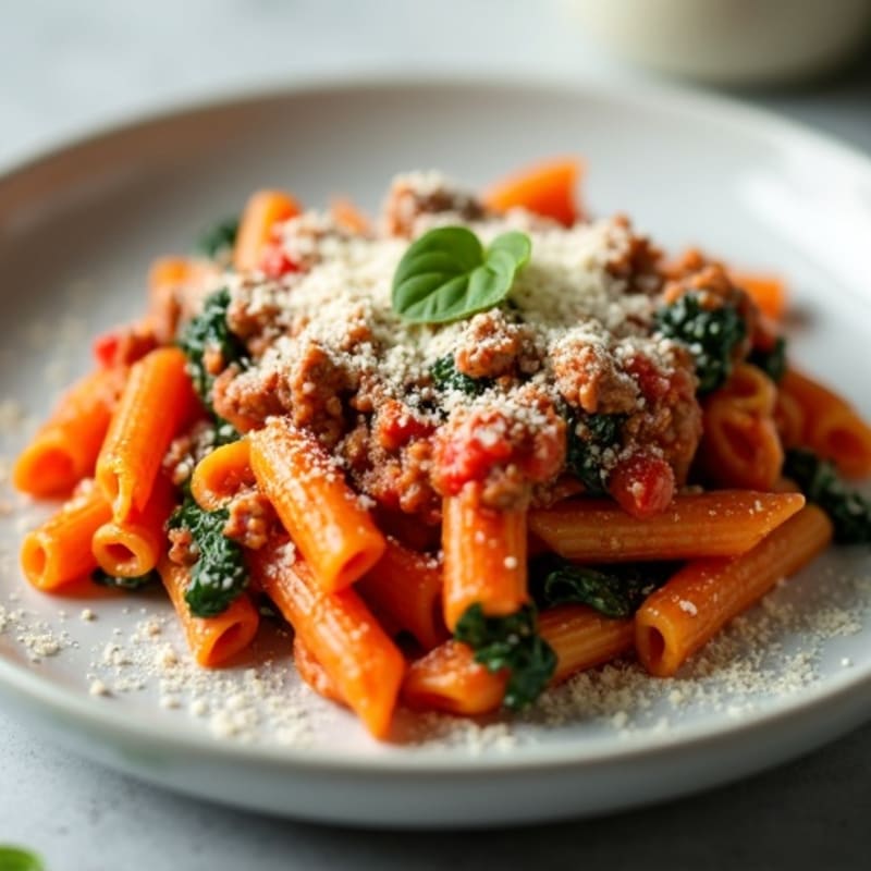 Lean Ground Beef and Spinach Baked Ziti