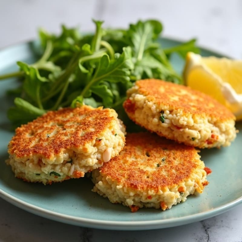 Crispy Tuna Egg White Patties with Fresh Greens