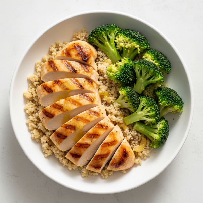 Grilled Chicken and Quinoa Bowl with Broccoli