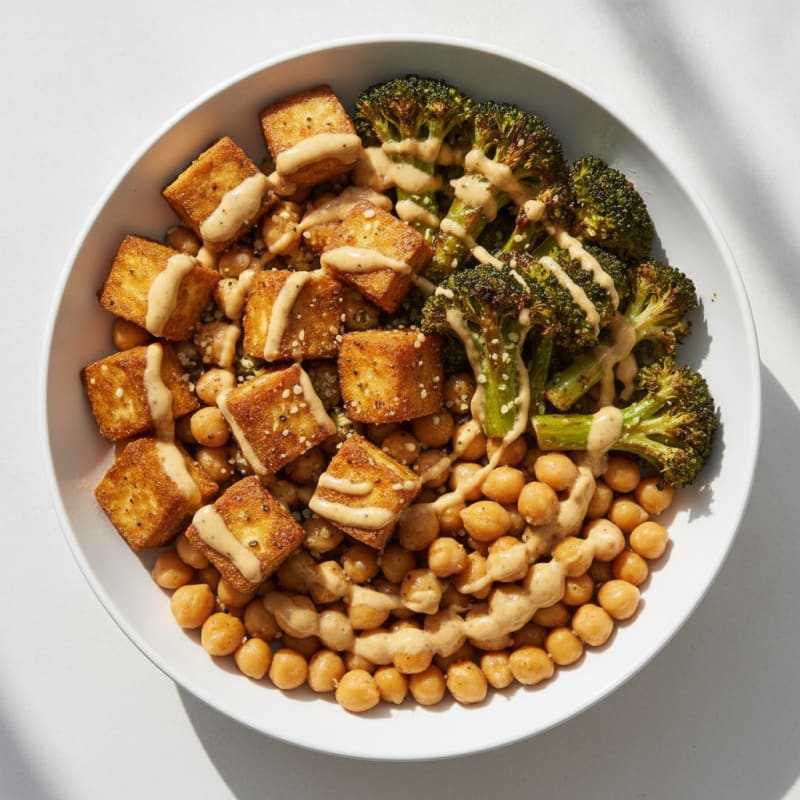 Roasted Vegetable Buddha Bowl with Tahini Dressing