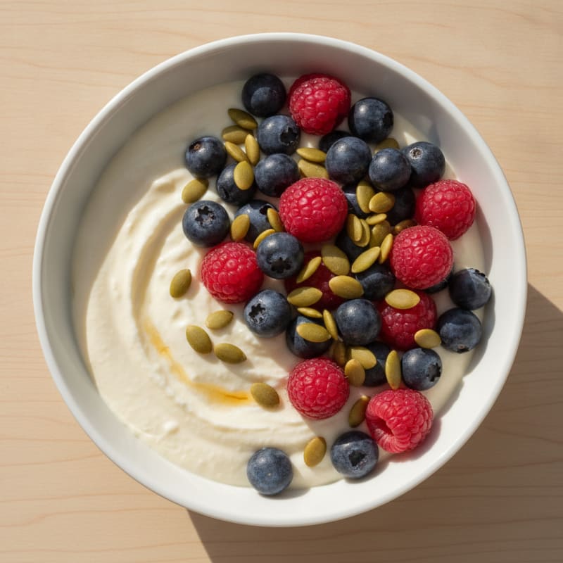 Silky Vanilla Protein Yogurt with Fresh Berries