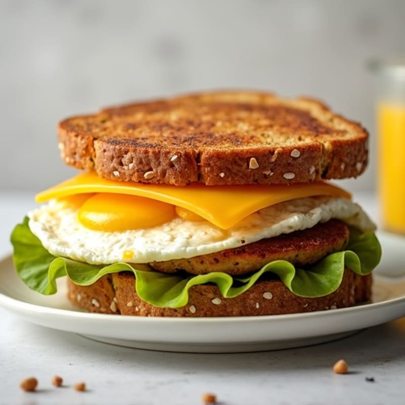 Egg White and Turkey Sausage Breakfast Sandwich on Whole Grain Bread