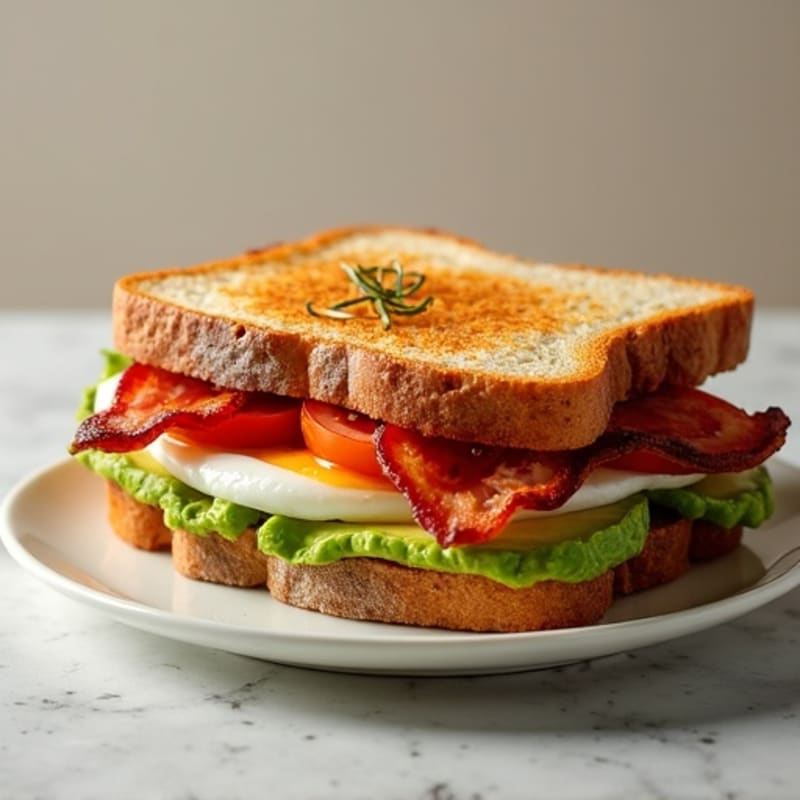 Crispy Bacon, Fresh Avocado, and Tomato Toasted Sandwich