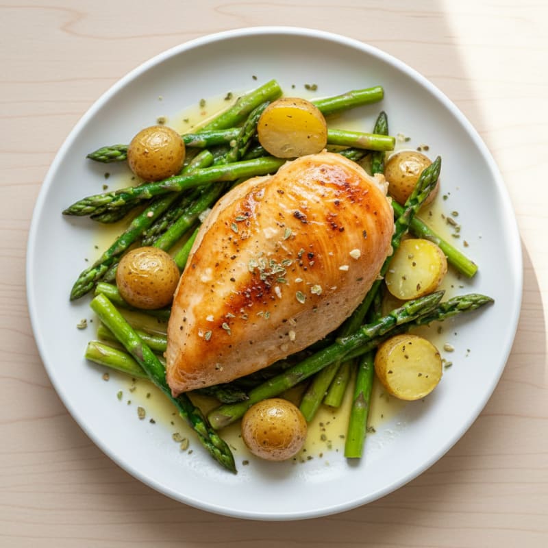 Lemon-Herb Roasted Chicken with Asparagus