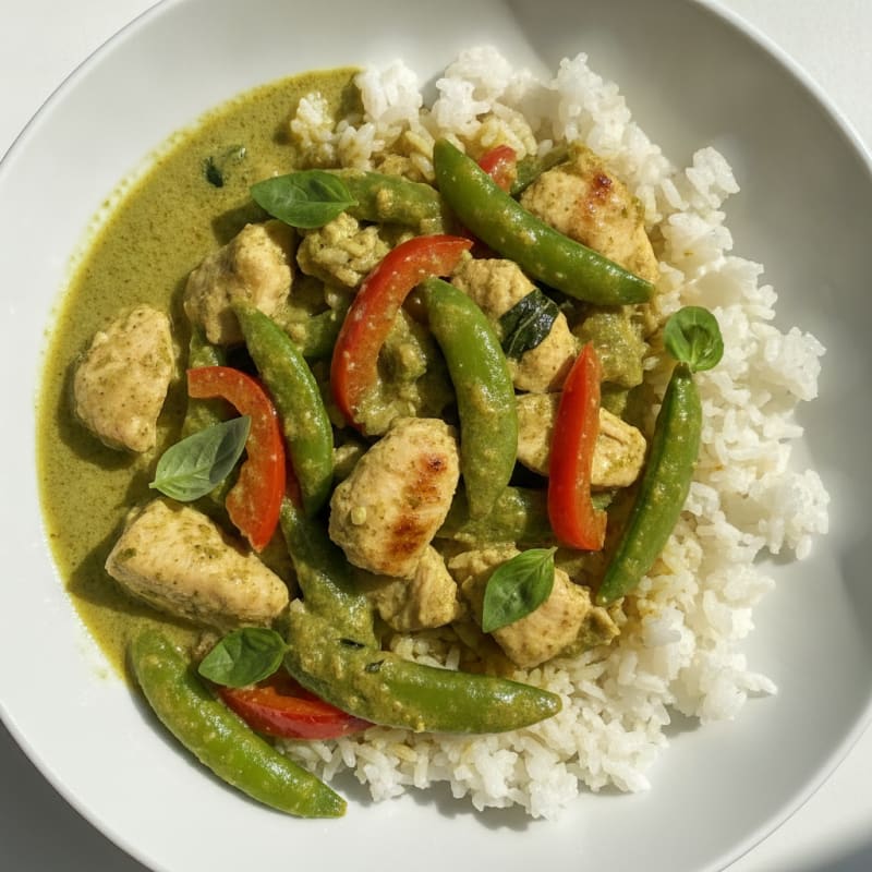 Green Curry Chicken with Coconut Rice