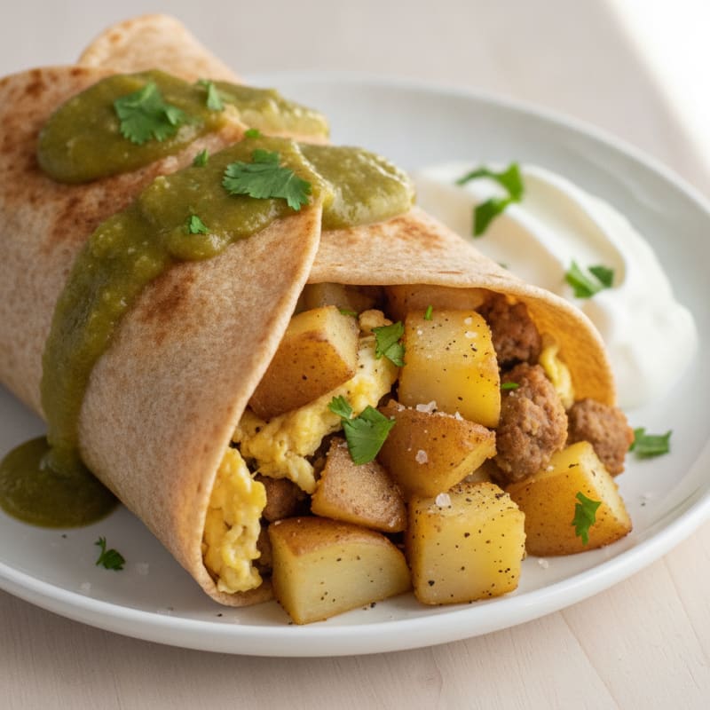 Green Chili Egg and Potato Burrito