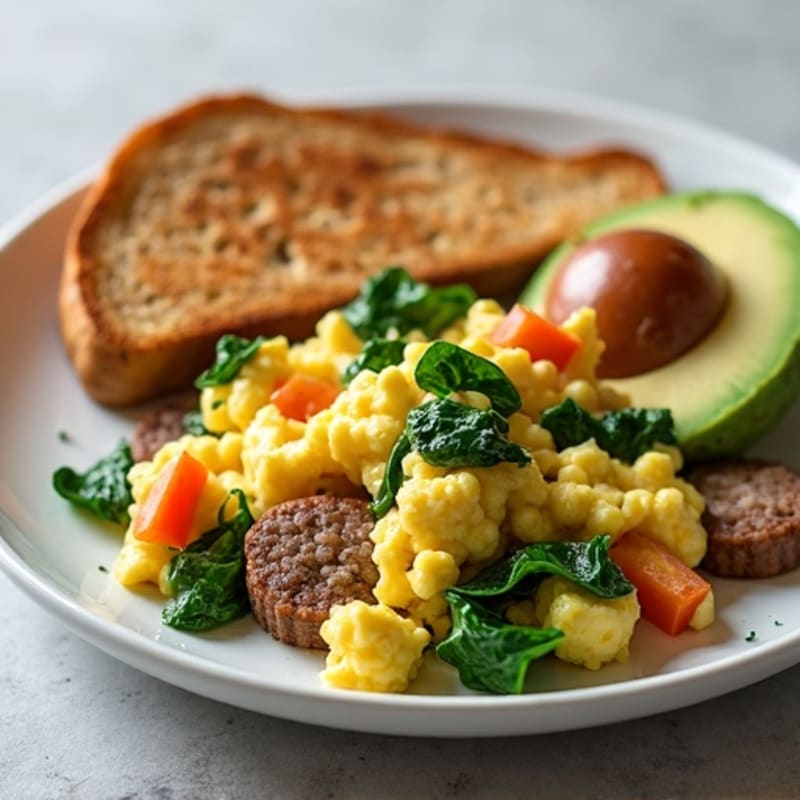 Egg White and Turkey Sausage Scramble with Spinach