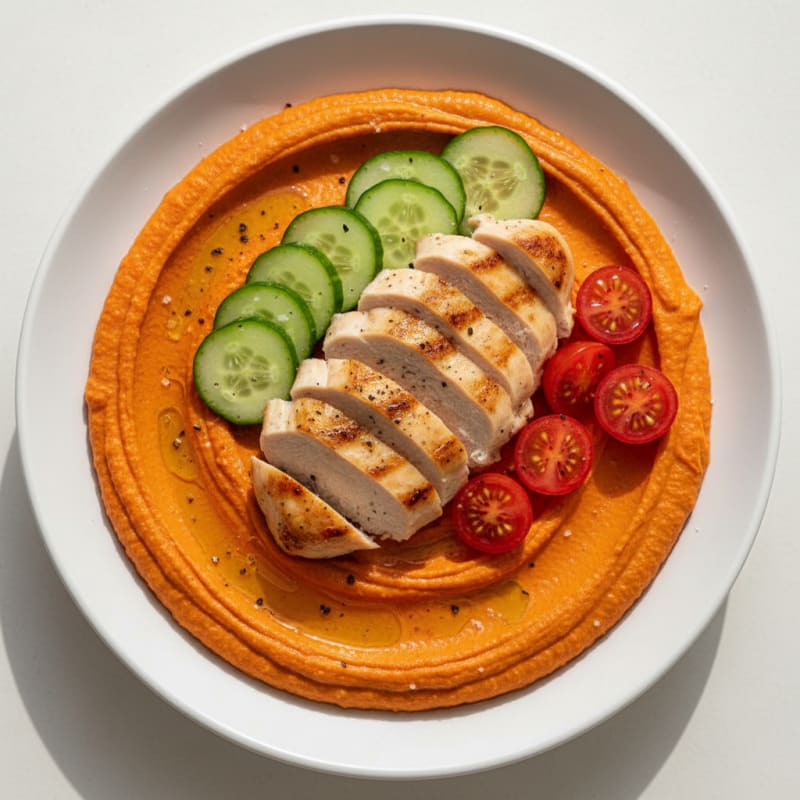 Creamy Roasted Red Pepper Hummus Bowl