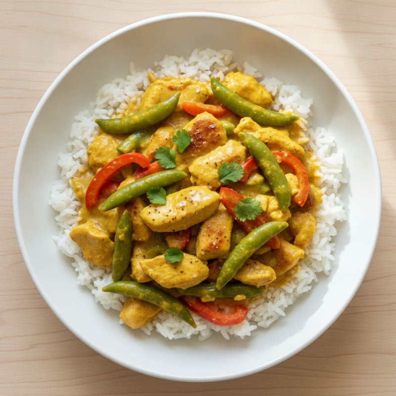 Yellow Curry Chicken and Rice Bowl