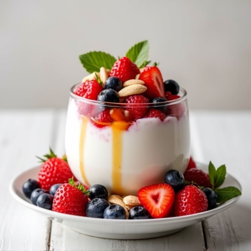Creamy Greek Yogurt Parfait with Mixed Berries and Almonds