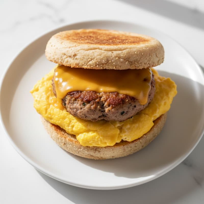 High-Protein Turkey Sausage and Egg Muffin