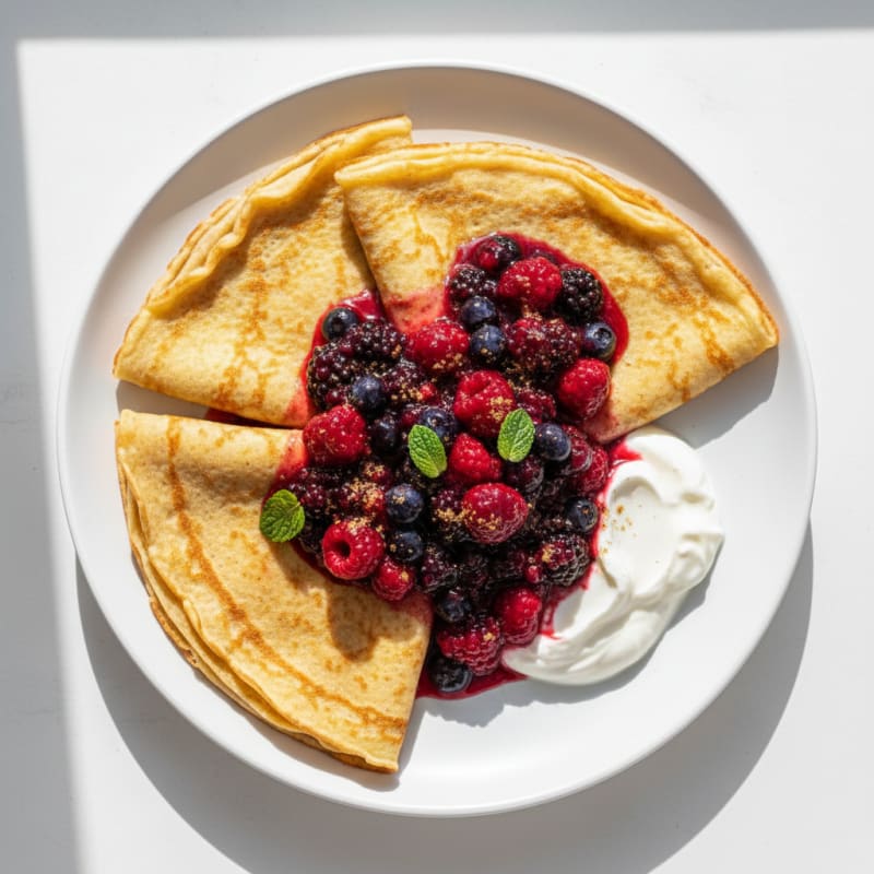 Delicate Crepes with Berry Compote