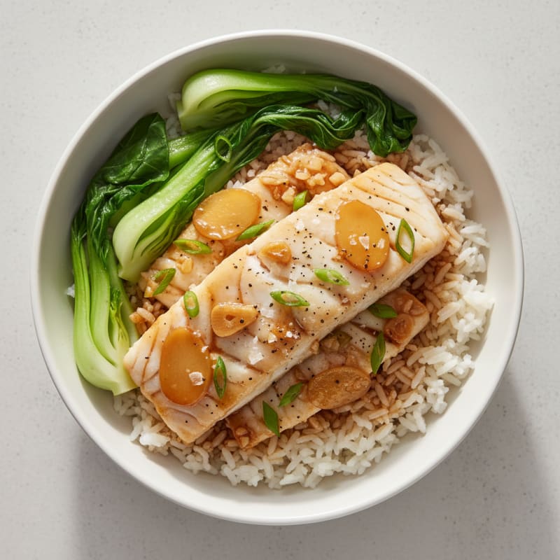 Ginger-Soy Steamed Cod with Jasmine Rice