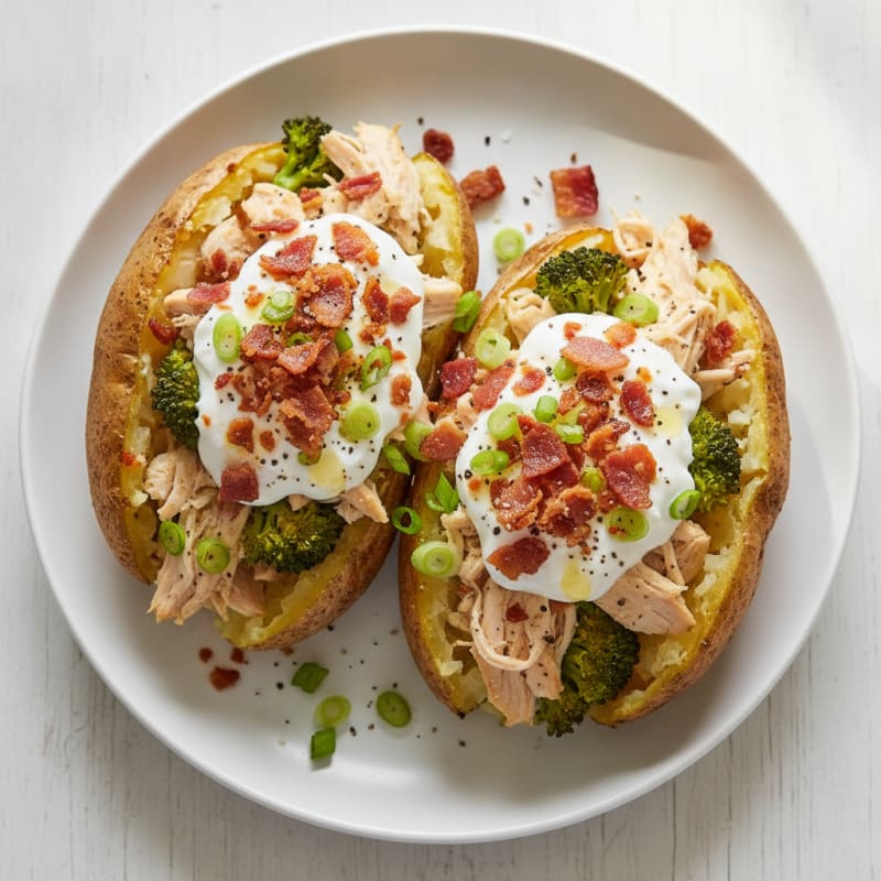 Loaded High-Protein Baked Potatoes with Crispy Bacon