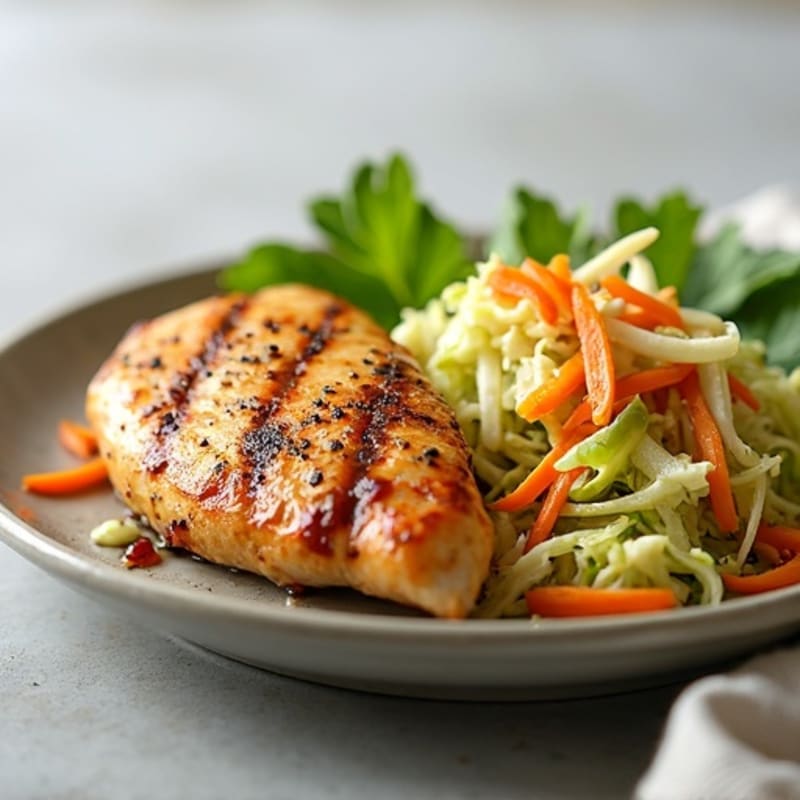 Grilled Chicken Breast with Crunchy Cabbage Slaw
